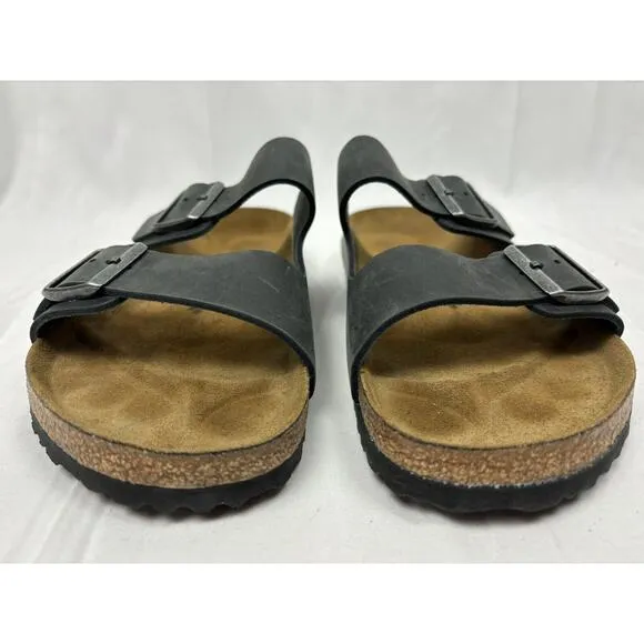 New Birkenstock Arizona Black Oiled Regular Width Slide Sandal EU 44 US M 11