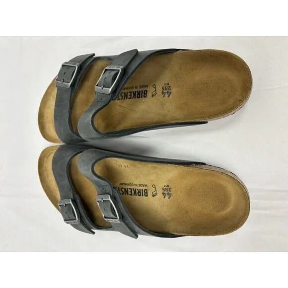 New Birkenstock Arizona Black Oiled Regular Width Slide Sandal EU 44 US M 11
