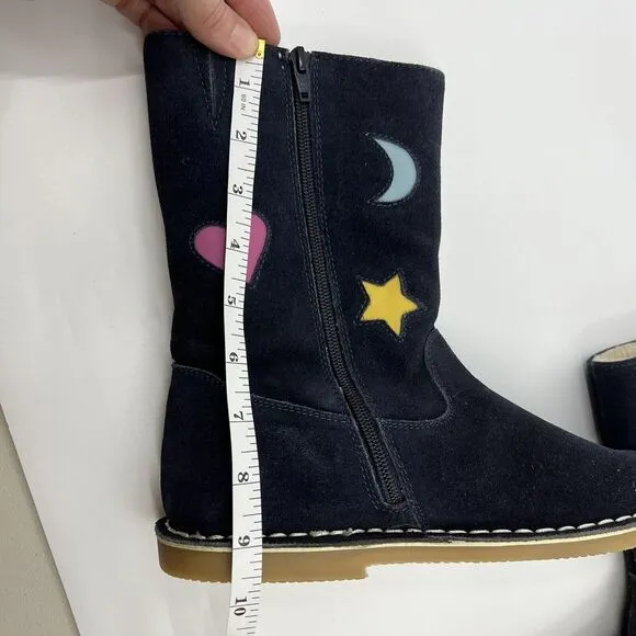NEW BODEN TALL SUEDE RAINBOW BOOTS 37 4.5 Big‎ Girl Navy Leather