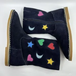 NEW BODEN TALL SUEDE RAINBOW BOOTS 37 4.5 Big‎ Girl Navy Leather