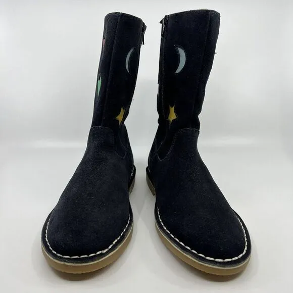 NEW BODEN TALL SUEDE RAINBOW BOOTS 37 4.5 Big‎ Girl Navy Leather