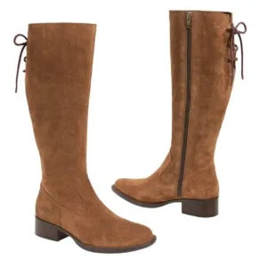 NEW Born &quot;Cotto&quot; Brown Suede Tall Boots w/ Lace Up Back Detail