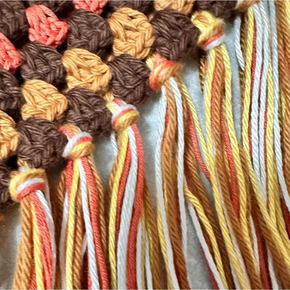 NEW Crochet Granny Square Bohemian Flower N Fringe Western Casual Skirt Tassels