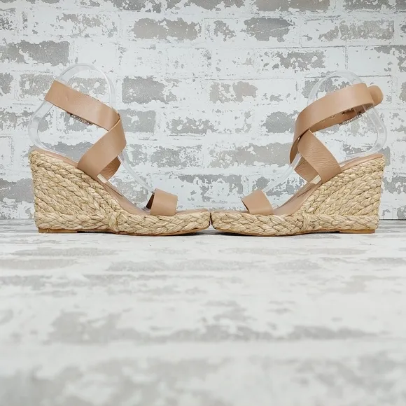 New Dolce Vita Aldona Cafe Leather Ankle Strap Wedge Sandals M862