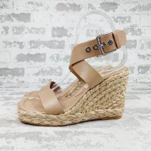 New Dolce Vita Aldona Cafe Leather Ankle Strap Wedge Sandals M862