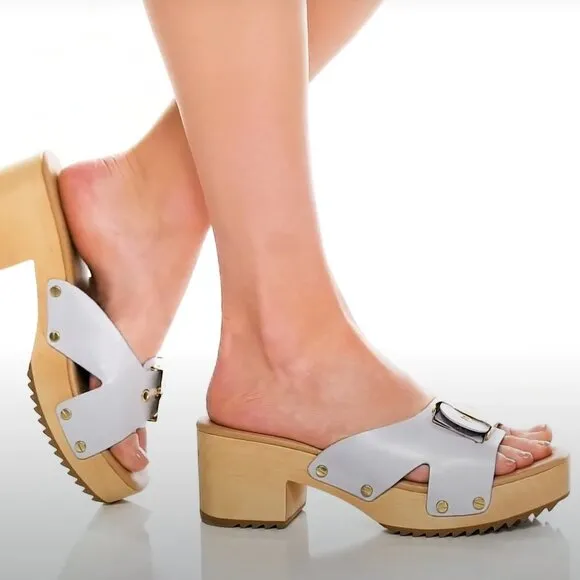 NEW DR. SCHOLL'S Made In Brazil Leather Original Comfort Slide Heel Sandals 252