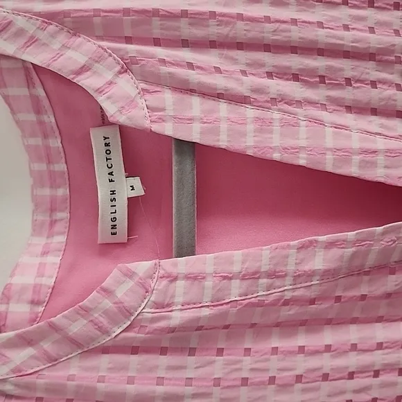 New English Factory Pink gingham Maxi dress size medium