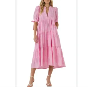 New English Factory Pink gingham Maxi dress size medium