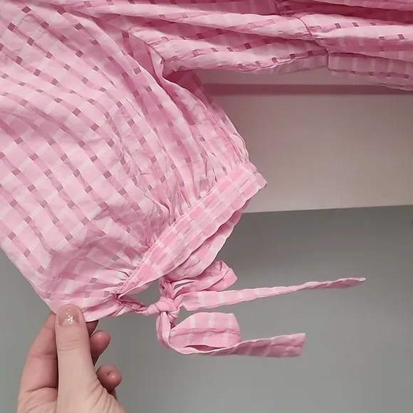 New English Factory Pink gingham Maxi dress size medium