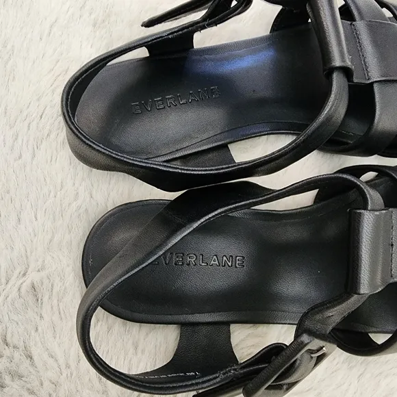 NEW Everlane The Day Black Leather Fisherman Sandals