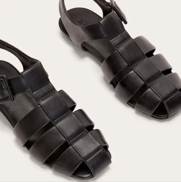 NEW Everlane The Day Black Leather Fisherman Sandals