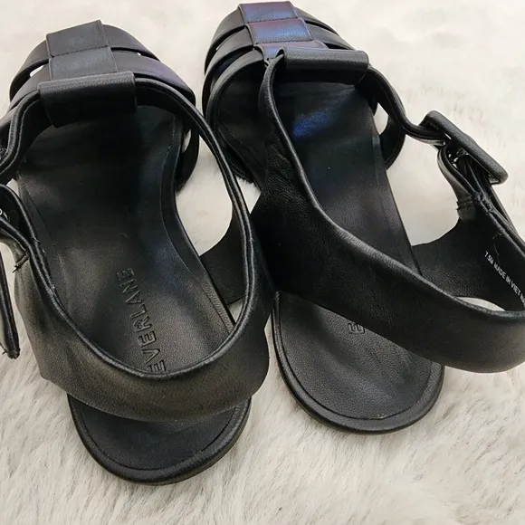 NEW Everlane The Day Black Leather Fisherman Sandals