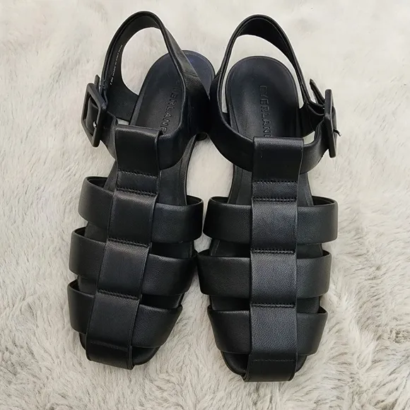 NEW Everlane The Day Black Leather Fisherman Sandals