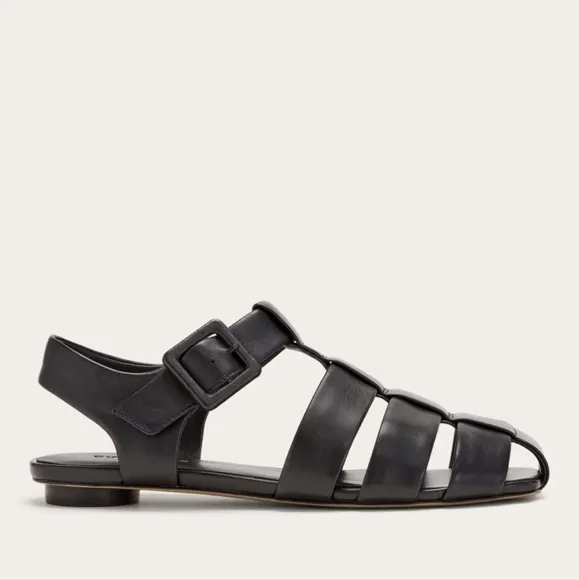 NEW Everlane The Day Black Leather Fisherman Sandals