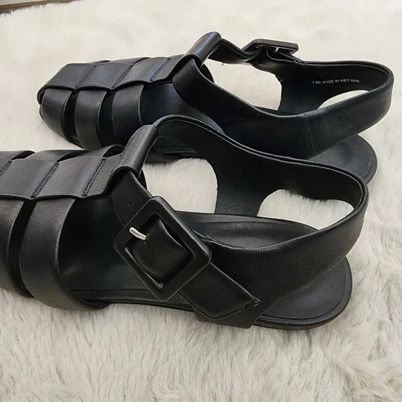 NEW Everlane The Day Black Leather Fisherman Sandals