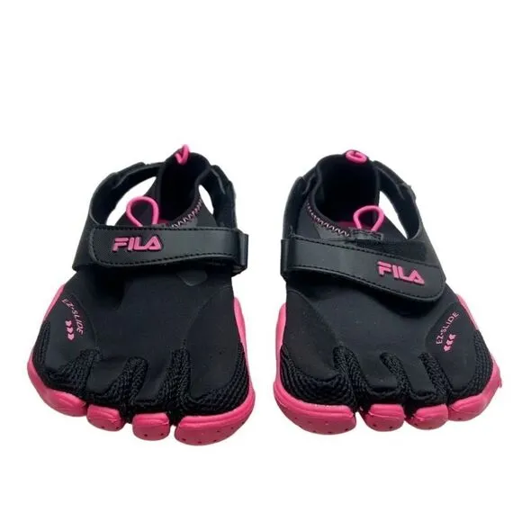 NEW FILA Skele-Toes EZ Slide Drainage Black/Hot Pink - Sz 6 US