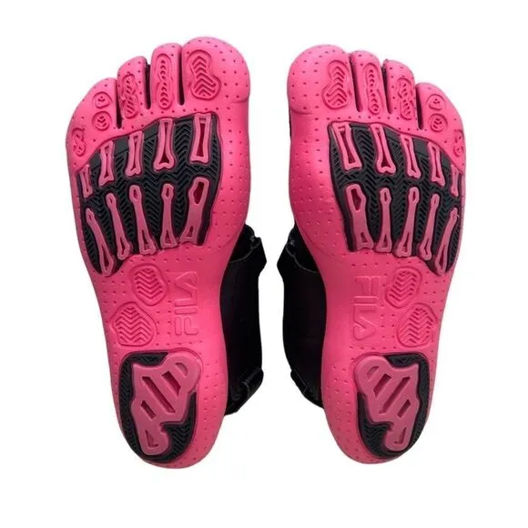 NEW FILA Skele-Toes EZ Slide Drainage Black/Hot Pink - Sz 6 US