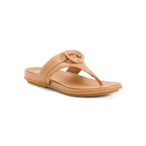 New FitFlop GRACIE CIRCLET Leather Toe Post Flip Flops Sandals Size 10 42 LATTE