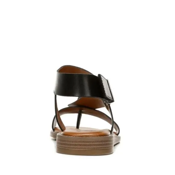 New Franco Sarto Sandals Glenni Strappy Flat Black Leather size 6