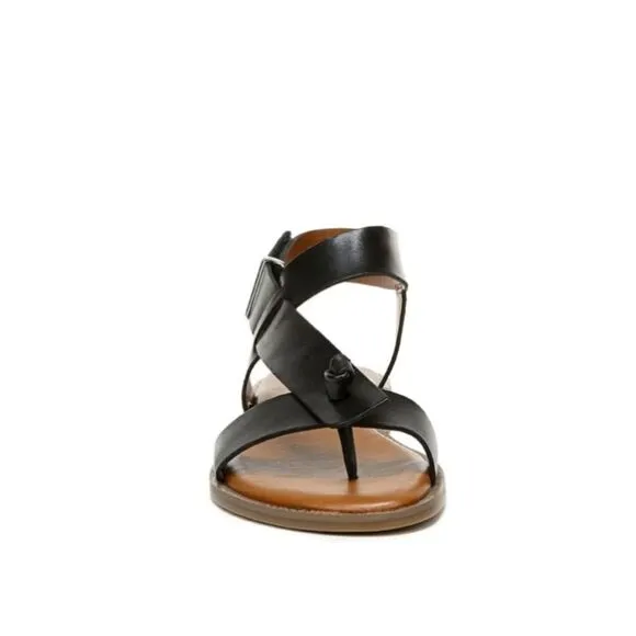 New Franco Sarto Sandals Glenni Strappy Flat Black Leather size 6