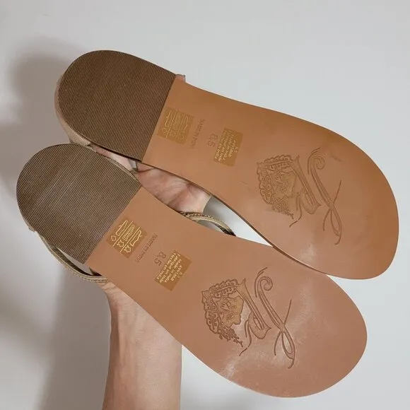 NEW Free People Gladiator Sandals Womens 8.5 Beige Suede Gold Bohemian Gypsie