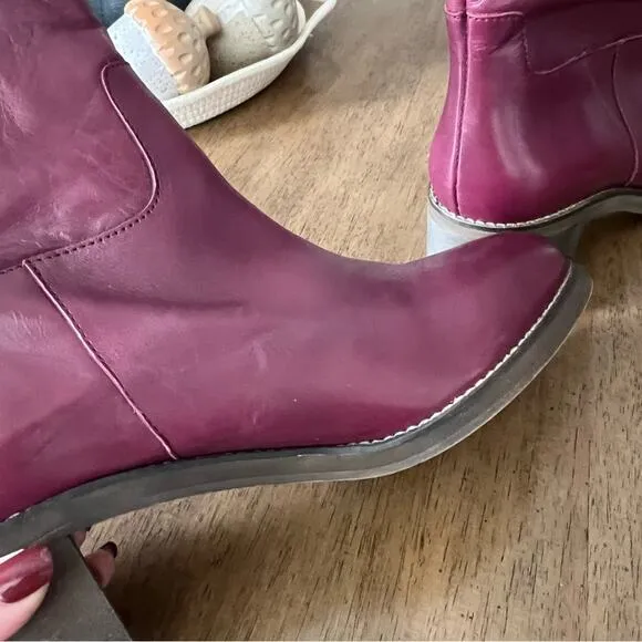 NEW Free People Tabby Pull On Ankle Boots Wild Mulberry Leather Bootie 41 $198