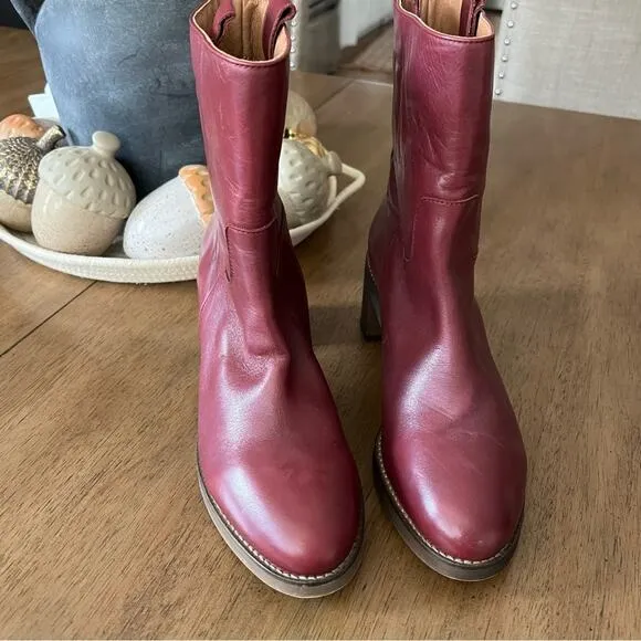 NEW Free People Tabby Pull On Ankle Boots Wild Mulberry Leather Bootie 41 $198
