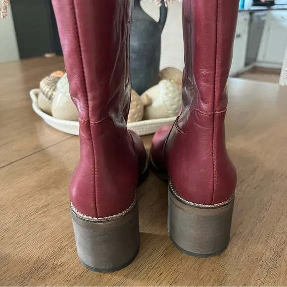 NEW Free People Tabby Pull On Ankle Boots Wild Mulberry Leather Bootie 41 $198