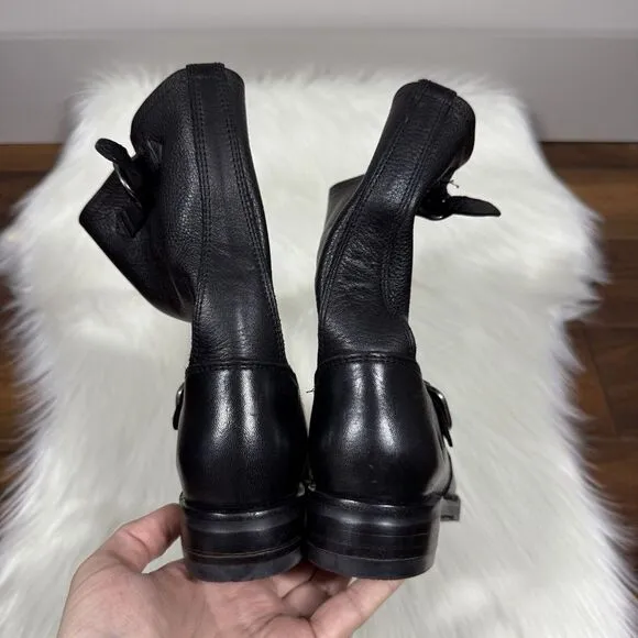 NEW Frye‎ Women's Size 6.5 B Black Leather Veronica Short Moto Boots