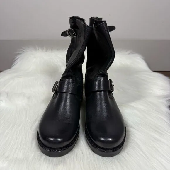 NEW Frye‎ Women's Size 6.5 B Black Leather Veronica Short Moto Boots