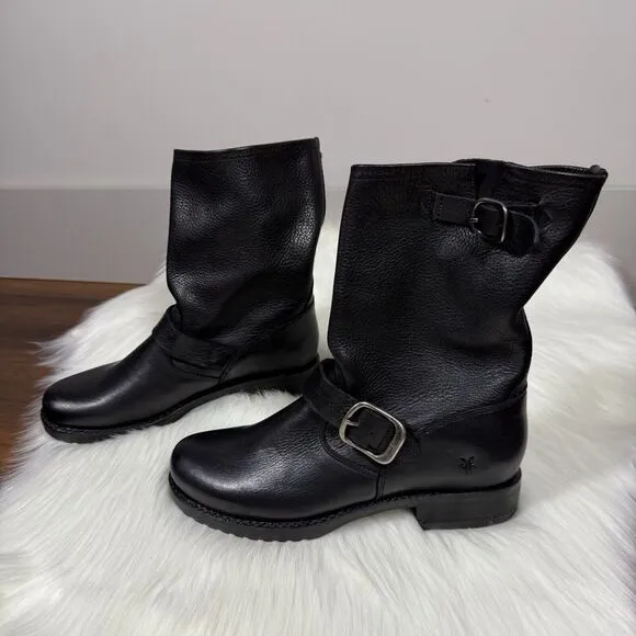 NEW Frye‎ Women's Size 6.5 B Black Leather Veronica Short Moto Boots