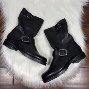 NEW Frye‎ Women's Size 6.5 B Black Leather Veronica Short Moto Boots