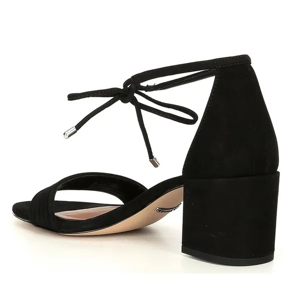 NEW Gianni Bini Rhiaann Suede Ankle Tie Block Heel Sandals in Black