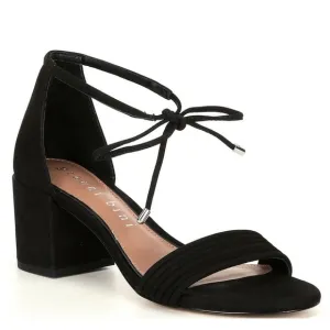 NEW Gianni Bini Rhiaann Suede Ankle Tie Block Heel Sandals in Black