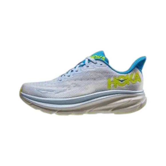 NEW HOKA men's clifton 9 shoes in ice water, evening primrose