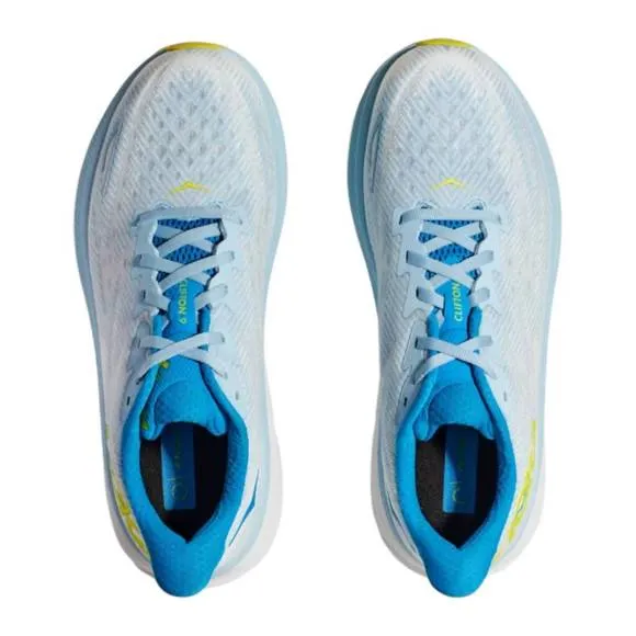 NEW HOKA men's clifton 9 shoes in ice water, evening primrose