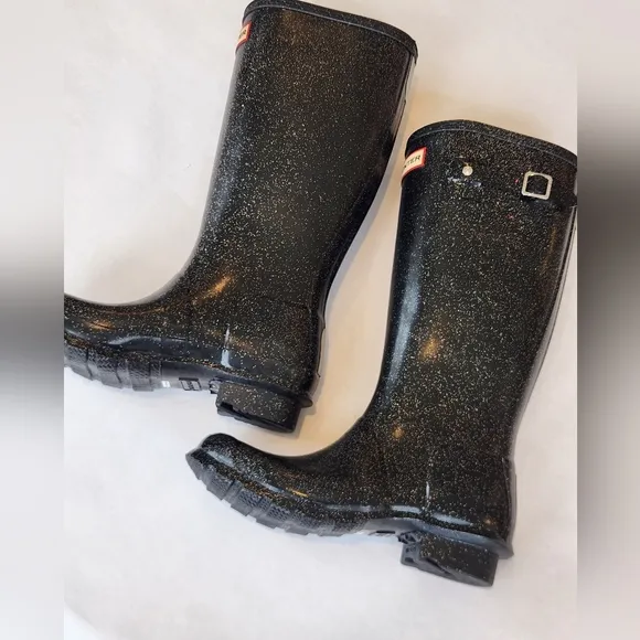 NEW! || HUNTER || Original Giant Glitter rain boot, tall, buckles, sz 5 girls