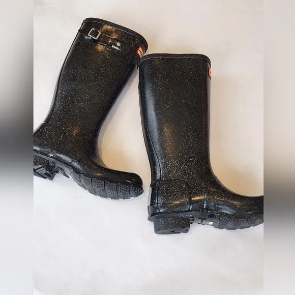 NEW! || HUNTER || Original Giant Glitter rain boot, tall, buckles, sz 5 girls