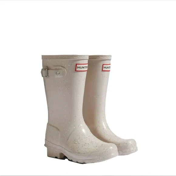 New! Hunter tall cream sparkly rain boots