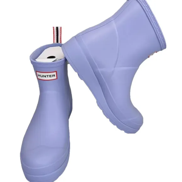 NEW HUNTER Women Play Short Rain Rubber Bootie Lavender Waterproof Size 7