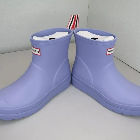 NEW HUNTER Women Play Short Rain Rubber Bootie Lavender Waterproof Size 7