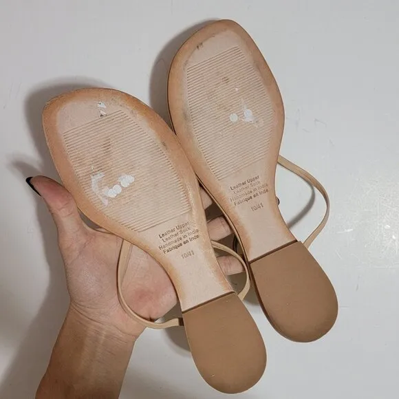 NEW Jeffrey Campbell Pacifico Sandals Womens 10 Beige Minimalist Chic Toe Ring