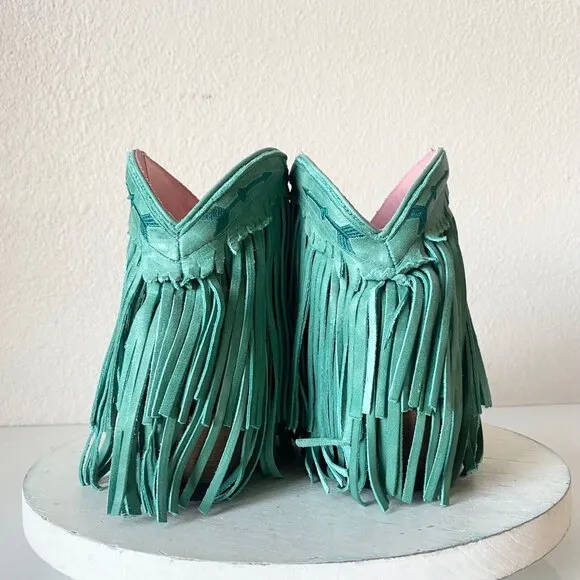NEW Junk Gypsy SPITFIRE Lane Boots 5  Womens Cowboy Bootie Turquoise Fringe