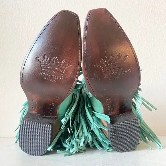 NEW Junk Gypsy SPITFIRE Lane Boots 5  Womens Cowboy Bootie Turquoise Fringe