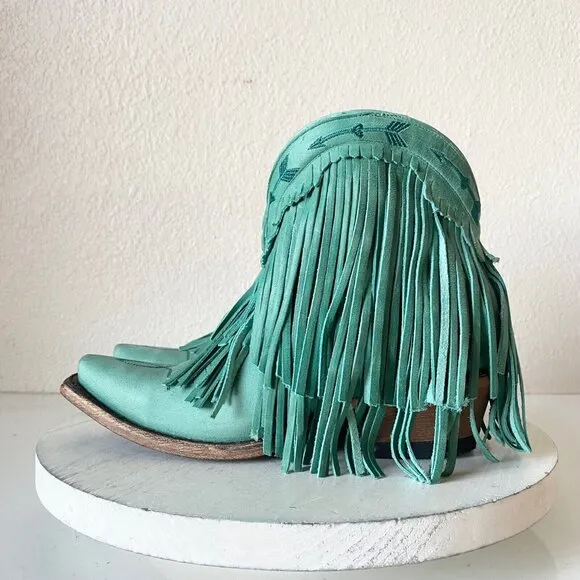 NEW Junk Gypsy SPITFIRE Lane Boots 5  Womens Cowboy Bootie Turquoise Fringe