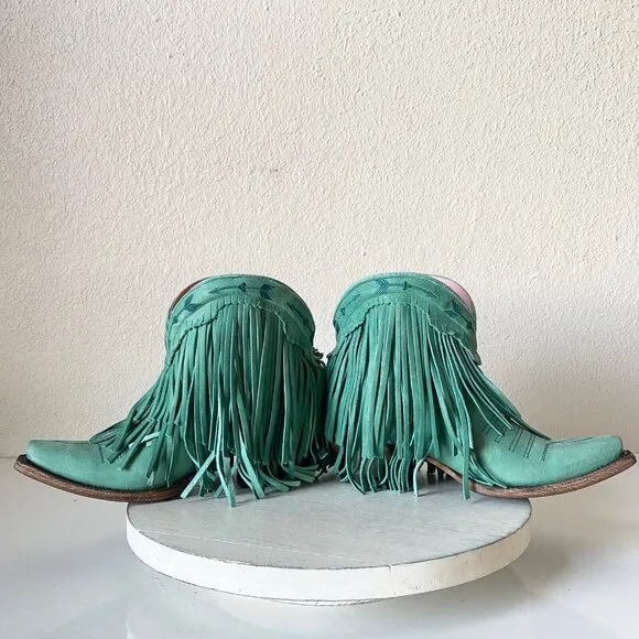 NEW Junk Gypsy SPITFIRE Lane Boots 5  Womens Cowboy Bootie Turquoise Fringe