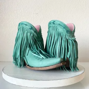 NEW Junk Gypsy SPITFIRE Lane Boots 5  Womens Cowboy Bootie Turquoise Fringe