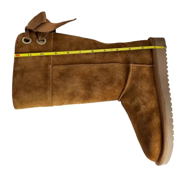 New Koolaburra ugg Andrah tall suede faux fur boots chestnut pull on winter