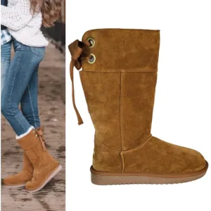 New Koolaburra ugg Andrah tall suede faux fur boots chestnut pull on winter
