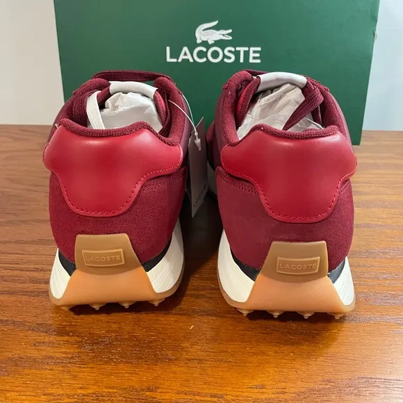 NEW Lacoste L-Spin 223 Sneakers Burgundy Gum Comfort Lightweight Men's 9 Retro